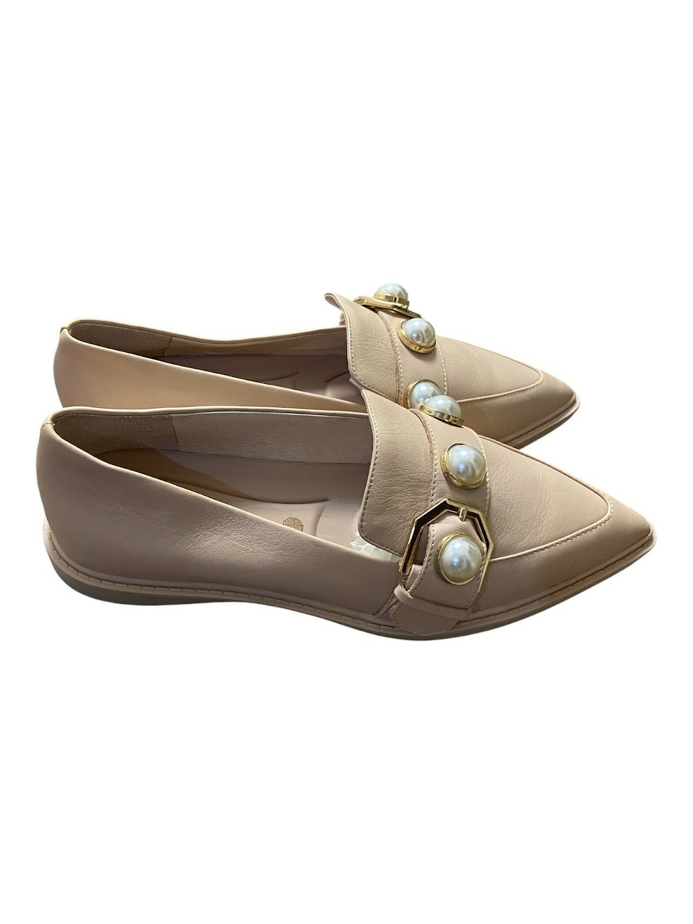 Louise et CIE Lo Calder Pearl Nude Peach Pointed-Toe Loafers Leather Sz 8
